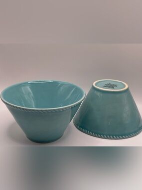 Primagera Portugal Turquoise Aqua Ceramic Rice/Soup Bowls | Set of 2